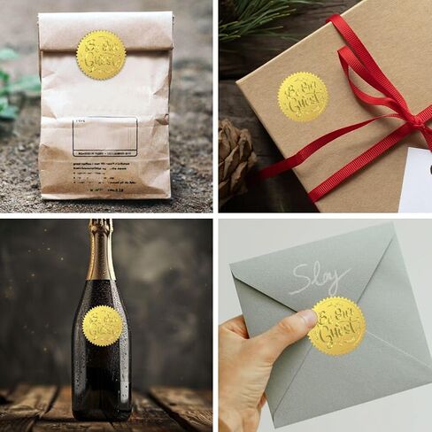 Peacoblue Gold Foil Sticker Seal Embossed Dollar Sign 2 Inch 100Pcs, Self Adhesive Golden Around Embossing Decals for Invitation Certificate Envelope Seal Gift Card Decoration in Saudi Arabia