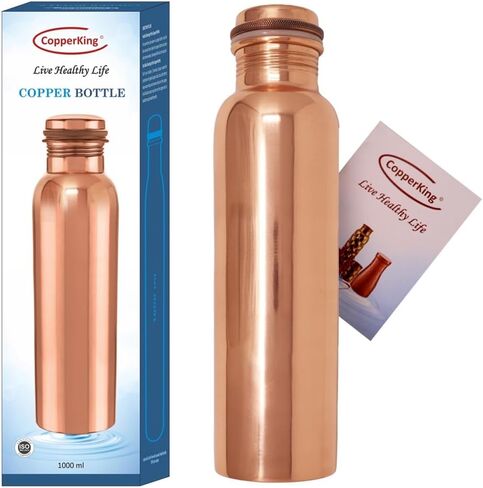 Hammered Infused Ayurvedic Pure Copper Water Bottle for Drinking 34oz - 1 Liter | Best Use for Gym, Office, School - Collage, Yoga, Sports Mens and Women in Saudi Arabia