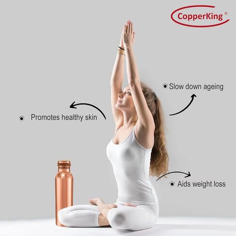 Hammered Infused Ayurvedic Pure Copper Water Bottle for Drinking 34oz - 1 Liter | Best Use for Gym, Office, School - Collage, Yoga, Sports Mens and Women in Saudi Arabia