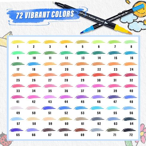 36 Colors Brush & Fine Dual Tip Art Markers Set for Adult Kids Coloring, Dual Tip Colored Pens Markers Quick Drying Without Fading ,Water Based Marker for Calligraphy, Journal ,Doodling,Painting in Kuwait