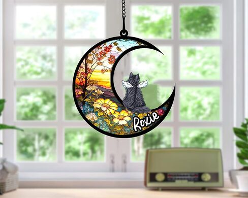 Cat Memorial Suncatcher - Custom Calico 02 Name ، Cathe Close Light Catcher ، مخصصة مع Date Date Cat Wing Breeds Suncatcher ، وفقدان هدية تعاطف الحيوانات الأليفة in Saudi Arabia