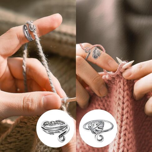 Yarn Tension Rings Adjustable Crochet Tension Ring for Finger Yarn Guide Ring for Crocheting Knitting Ring Crochet Accessories 4PCS (2 Pcs Frogs) in Kuwait