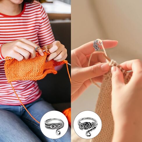 Yarn Tension Rings Adjustable Crochet Tension Ring for Finger Yarn Guide Ring for Crocheting Knitting Ring Crochet Accessories 4PCS (2 Pcs Frogs) in Kuwait