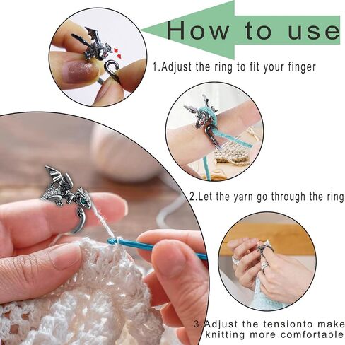 Yarn Tension Rings Adjustable Crochet Tension Ring for Finger Yarn Guide Ring for Crocheting Knitting Ring Crochet Accessories 4PCS (2 Pcs Frogs) in Kuwait