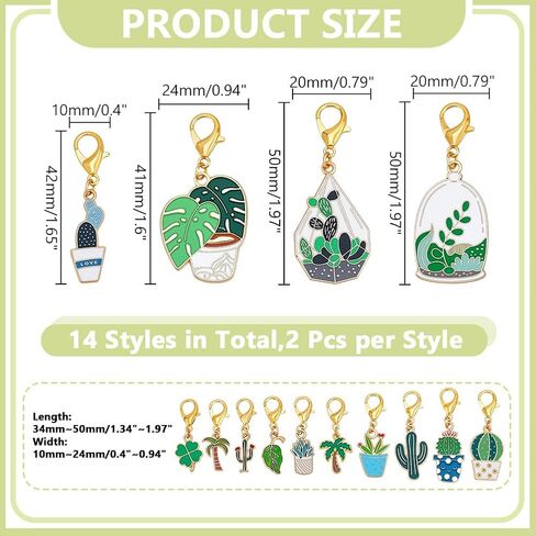 HOBBIESAY 28Pcs 14 Styles Enamel Alloy Crochet Stitch Marker Cute Cactus Potted Plants Removable Crochet Stitch Marker Charms with Lobster Claw Clasps for Crocheting Knitting Quilting Supplies in Saudi Arabia