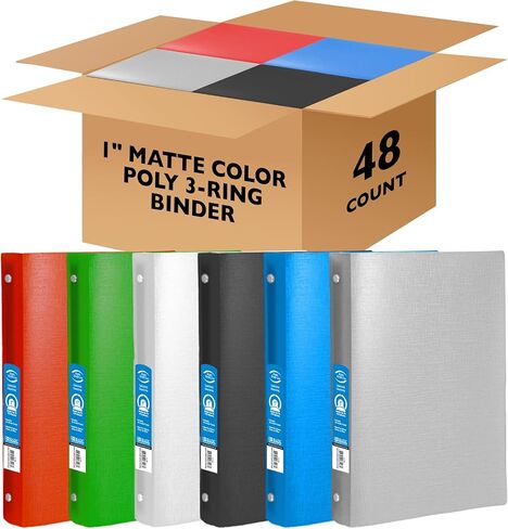 Bazic 3 Ring Binder 1 "Poly Binders Organizer - غطاء ناعم غير لامع ، حلقة مستديرة ، عقد 175 ورقة ، 48 مترًا in Saudi Arabia