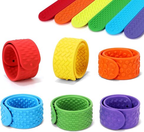 Sensory Slap Bracelets 6 Pack – Textured Silicone Fidget Toys for Kids with Autism & ADHD, Classroom Fidgets for Special Needs Students, Party Favors, Gifts & Rewards for Stress Relief in Saudi Arabia