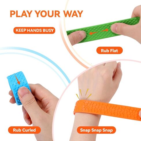 Sensory Slap Bracelets 6 Pack – Textured Silicone Fidget Toys for Kids with Autism & ADHD, Classroom Fidgets for Special Needs Students, Party Favors, Gifts & Rewards for Stress Relief in Saudi Arabia