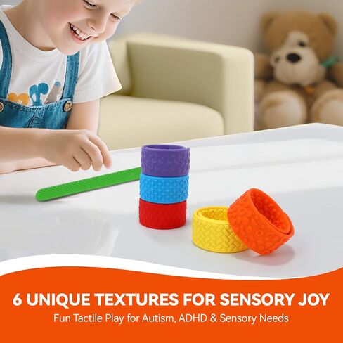 Sensory Slap Bracelets 6 Pack – Textured Silicone Fidget Toys for Kids with Autism & ADHD, Classroom Fidgets for Special Needs Students, Party Favors, Gifts & Rewards for Stress Relief in Saudi Arabia