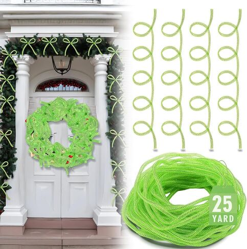 عيد الميلاد الجيري الأخضر Deco شبكة أنابيب للاسترداد ، 8 مم × 25 ياردة شبكة رقائق معدنية بولي أشرطة مرنة مرنة مرنة رقائق فتولي in Saudi Arabia