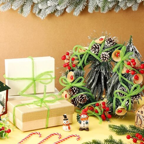 عيد الميلاد الجيري الأخضر Deco شبكة أنابيب للاسترداد ، 8 مم × 25 ياردة شبكة رقائق معدنية بولي أشرطة مرنة مرنة مرنة رقائق فتولي in Saudi Arabia