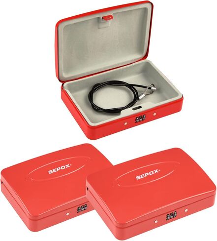 Sepox® Water/Portable Security Case Case Case Box ، خزانة تخزين آمنة للسفر الشخصية للبند الصغير ، كابل 3 أقدام ، قفل مزيج Ressetable للسيارة ، السيارة ، الرياضة ، المكتب. البحر الأزرق in Saudi Arabia