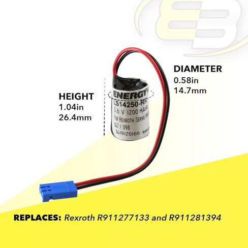 (5-Pack) LS14250-RR 3.6V 1100mAh REXROTH Replacement Battery Fits R911277133, R911281394 with Wire Leads Connector Used for Servo Motor Drive Contol Systems in Kuwait