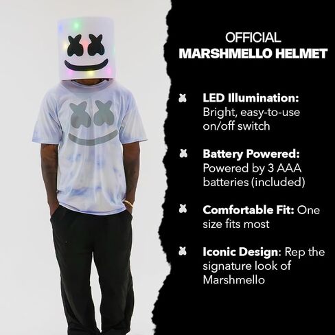Marshmello Light-Up LED Fullmask ، 3 بطاريات AAA (متضمنة) in Saudi Arabia