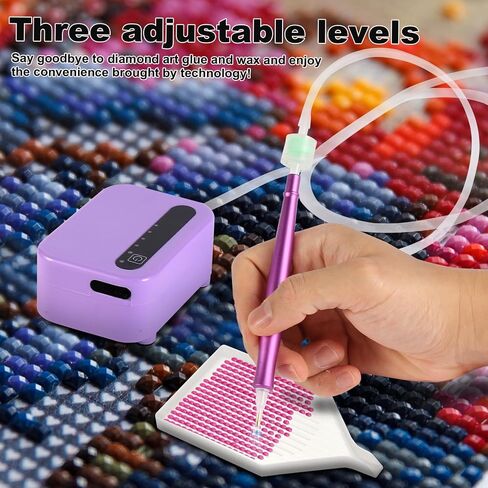 Dovalunetra Electric Diamond Art Pens ، قلم فراغ لاسلكي مع 3 مستويات شفط ، عمر بطارية لمدة 12 ساعة ، تشغيل هادئ ، （الأرجواني） in Kuwait