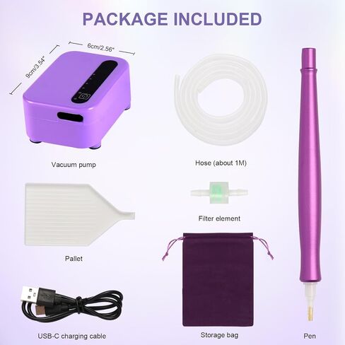 Dovalunetra Electric Diamond Art Pens ، قلم فراغ لاسلكي مع 3 مستويات شفط ، عمر بطارية لمدة 12 ساعة ، تشغيل هادئ ، （الأرجواني） in Kuwait