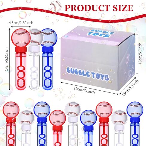 24 Pcs Baseball Big Bubble Wand Baseball Themed Party Favors Birthday Bubble Wand Bulk for Outdoor Summer Classroom Party Supplies Kids Goodie Bags Filler in Saudi Arabia