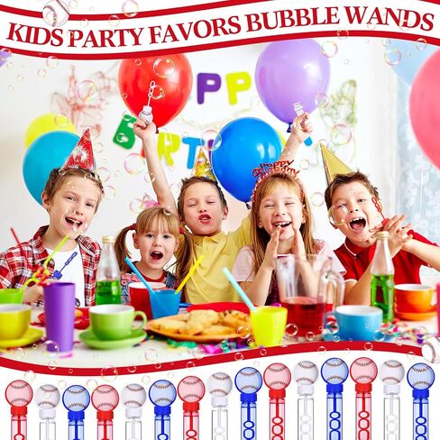 24 Pcs Baseball Big Bubble Wand Baseball Themed Party Favors Birthday Bubble Wand Bulk for Outdoor Summer Classroom Party Supplies Kids Goodie Bags Filler in Saudi Arabia