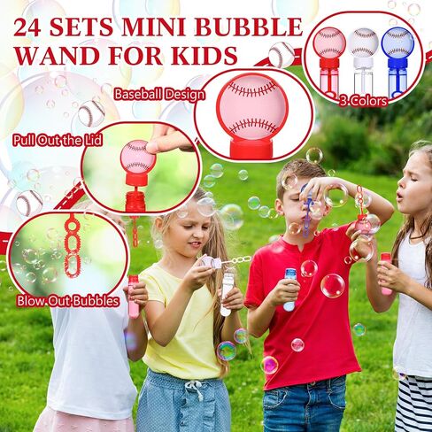 24 Pcs Baseball Big Bubble Wand Baseball Themed Party Favors Birthday Bubble Wand Bulk for Outdoor Summer Classroom Party Supplies Kids Goodie Bags Filler in Saudi Arabia