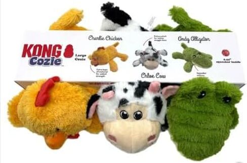Kong Cozie Play Pack Dog Toys-ألعاب ذات 3 عبوات رائعة ، ومضغ داخلي متين ومتعة ، شخصيات رائعة للكلاب الصغيرة إلى المتوسطة in Saudi Arabia