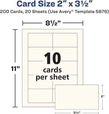 Avery 5876 Clean Edge Business Cards ، Laser ، 2 × 3 1/2 ، Ivory ، 200/Pack in Saudi Arabia