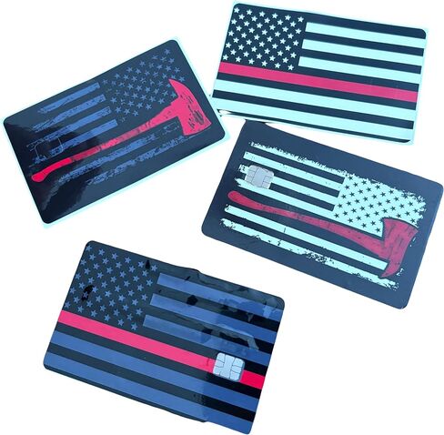 8pcs Firefighter Red Line Line Card Card Skins ، مجموعة ملصقات بطاقة الائتمان in Saudi Arabia