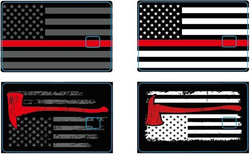 8pcs Firefighter Red Line Line Card Card Skins ، مجموعة ملصقات بطاقة الائتمان in Saudi Arabia