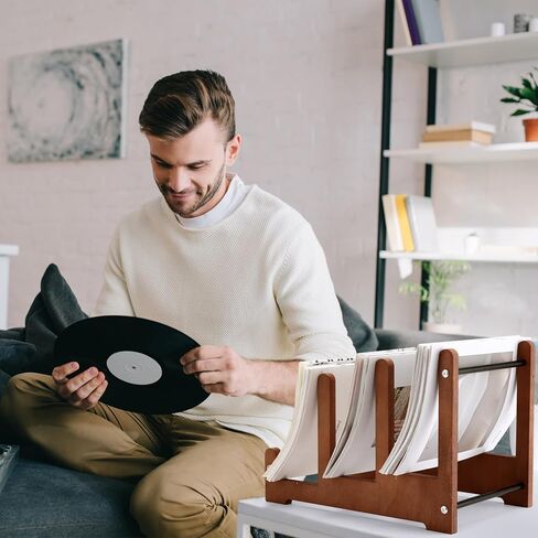 حامل سجل فينيل ، 60 رف تخزين التسجيل ، Retro 3 Tier Storage Display Display Reshel Cand for Vinyl Magazine Book Files ، Easy Assembly in Kuwait