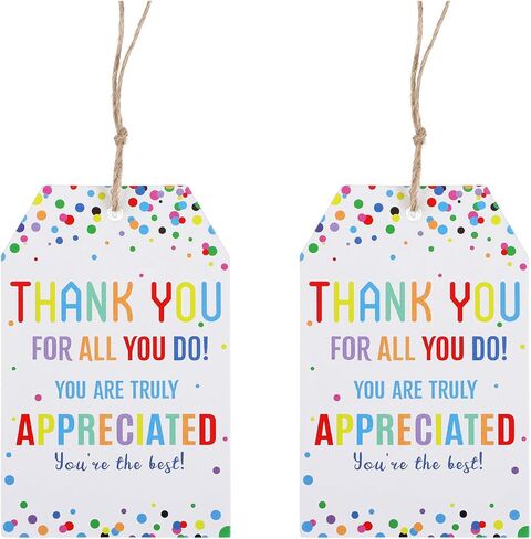 50PCS Thank You Tags with String Attached Thank You Paper Tags with Strings Colorful Dots Paper Gift Tag for Birthday Theme Party Teacher Appreciation Wedding in Saudi Arabia