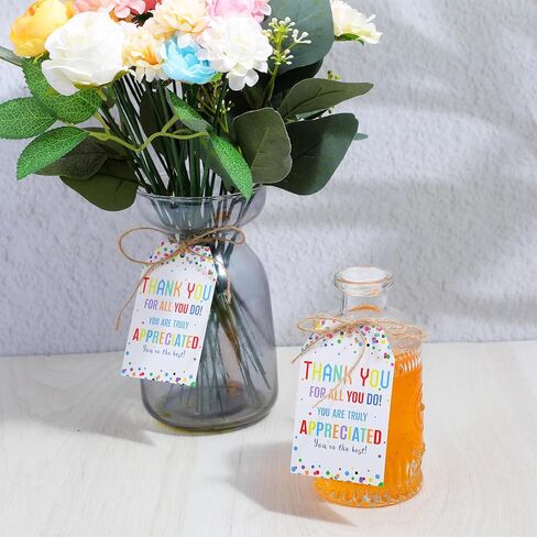 50PCS Thank You Tags with String Attached Thank You Paper Tags with Strings Colorful Dots Paper Gift Tag for Birthday Theme Party Teacher Appreciation Wedding in Saudi Arabia