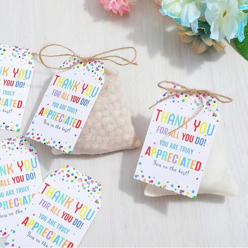 50PCS Thank You Tags with String Attached Thank You Paper Tags with Strings Colorful Dots Paper Gift Tag for Birthday Theme Party Teacher Appreciation Wedding in Saudi Arabia