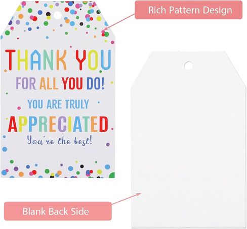 50PCS Thank You Tags with String Attached Thank You Paper Tags with Strings Colorful Dots Paper Gift Tag for Birthday Theme Party Teacher Appreciation Wedding in Saudi Arabia