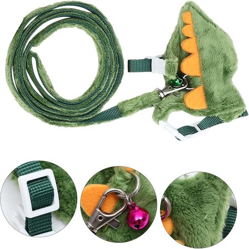 Ganazono Dinosaur Design Pet Harness Leash للحيوانات الأليفة الصغيرة القابلة للتعديل للهروب الجرس الجرس عشوائي اللون للمشي والسفر in Kuwait