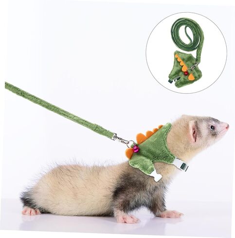 Ganazono Dinosaur Design Pet Harness Leash للحيوانات الأليفة الصغيرة القابلة للتعديل للهروب الجرس الجرس عشوائي اللون للمشي والسفر in Kuwait