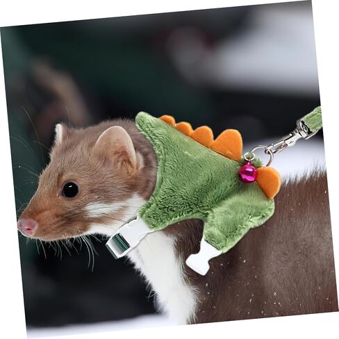 Happyyami Adjustable Cartoon Dinosaur PET Harness and Leash for Small Pets Random Color Ferret Walking Rope Wear-Resistant Vest for Kittens and Small Animals in Saudi Arabia