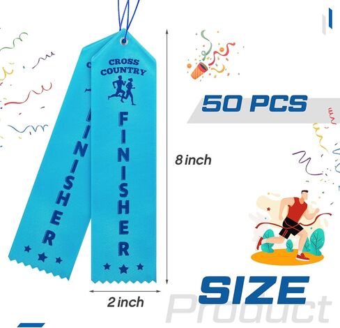 Preboun 100 Pcs Award Ribbons Cross Country Finisher Ribbons with Event Card and Rope Field Day for Competition Sports School Contests Team Prizes Office, Blue in Saudi Arabia
