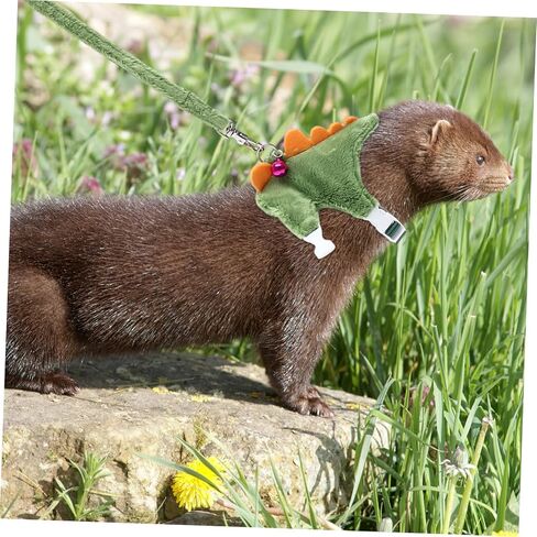 Happyyami Adjustable Cartoon Dinosaur PET Harness and Leash for Small Pets Random Color Ferret Walking Rope Wear-Resistant Vest for Kittens and Small Animals in Saudi Arabia
