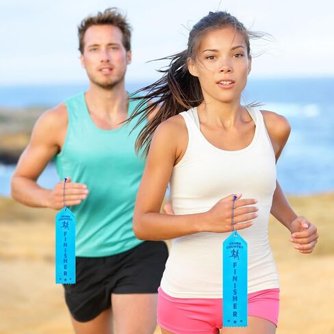 Preboun 100 Pcs Award Ribbons Cross Country Finisher Ribbons with Event Card and Rope Field Day for Competition Sports School Contests Team Prizes Office, Blue in Saudi Arabia