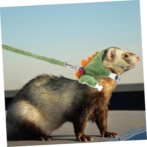 Happyyami Adjustable Cartoon Dinosaur PET Harness and Leash for Small Pets Random Color Ferret Walking Rope Wear-Resistant Vest for Kittens and Small Animals in Saudi Arabia