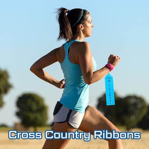 Preboun 100 Pcs Award Ribbons Cross Country Finisher Ribbons with Event Card and Rope Field Day for Competition Sports School Contests Team Prizes Office, Blue in Saudi Arabia