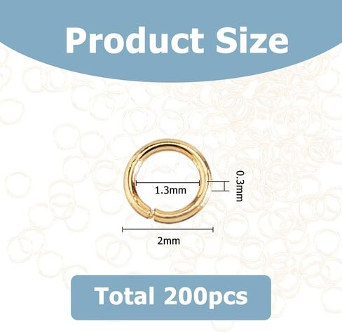 200Pcs Open Jump Rings 2mm 18k Gold Plated Jump Rings Jewelry Jump Rings Connector Split Rings for Jewelry Necklace Bracelets Earrings Choker Charm Loops Making DIY Crafts in Saudi Arabia