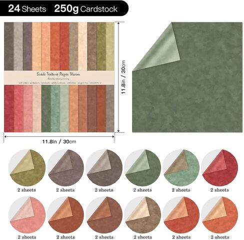 Premium Colored Cardstock, 24 Sheets 24 Designs 250gsm/92 lb Colors Double-Sided Cardstock Paper for DIY Making Postcards, Invitation Cards, Greeting Cards, Paper Crafts in Kuwait