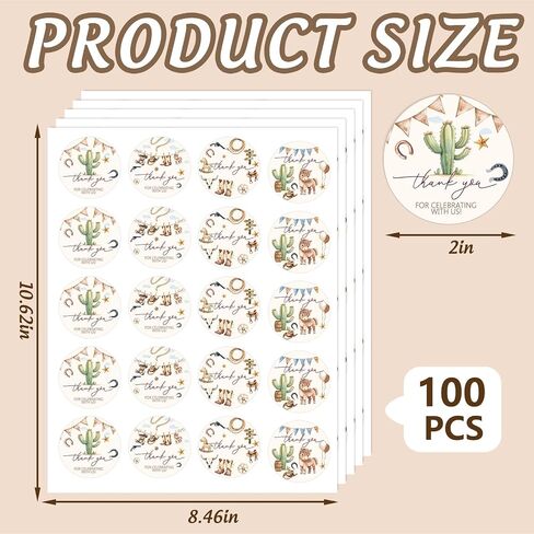 100pcs Western Cowboy شكرًا لك ملصقات عتيقة Wild West Rodeo Rodeo Dower Dower Label Label Secal Boots Cactus Sticker لعيد الميلاد in Saudi Arabia