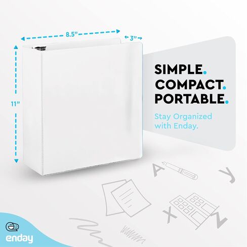 1 Inch Binders 3 Ring, White 1 Inch Round Ring Binder with Clear View Cover & 2 Inside Pockets, School Supplies Binders (24 PC) – by Enday in Saudi Arabia
