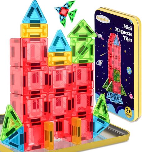 لبنات بناء البلاط المغناطيسي مجموعة لعبة: Mini Mini Magnetiles مجموعة 32 قطعة مع ألعاب البناء من الحديد هدية للأطفال والفتيان الذين تتراوح أعمارهم بين 3 و 12 عامًا. in Saudi Arabia
