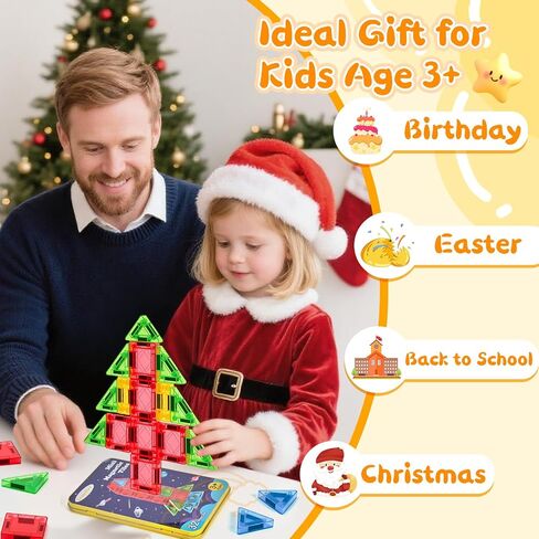 لبنات بناء البلاط المغناطيسي مجموعة لعبة: Mini Mini Magnetiles مجموعة 32 قطعة مع ألعاب البناء من الحديد هدية للأطفال والفتيان الذين تتراوح أعمارهم بين 3 و 12 عامًا. in Saudi Arabia
