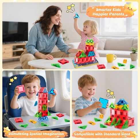 لبنات بناء البلاط المغناطيسي مجموعة لعبة: Mini Mini Magnetiles مجموعة 32 قطعة مع ألعاب البناء من الحديد هدية للأطفال والفتيان الذين تتراوح أعمارهم بين 3 و 12 عامًا. in Saudi Arabia