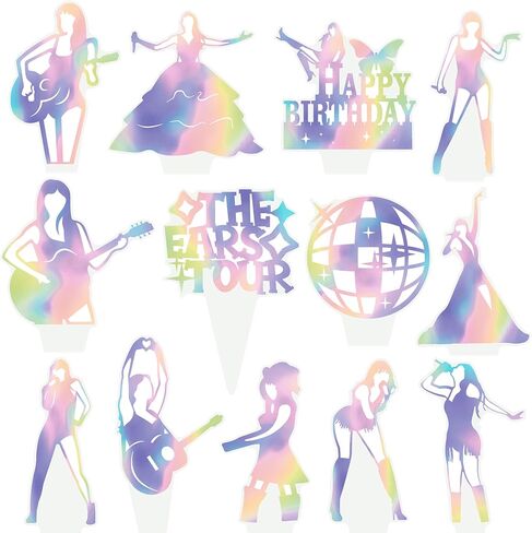 48pcs Music Singer Party Cupcake Toppers Singer Birthday Party Decoration Pop Singer Cupcake Toppers for Popular Music Singer Birthday Baby Shower Supplies in Saudi Arabia