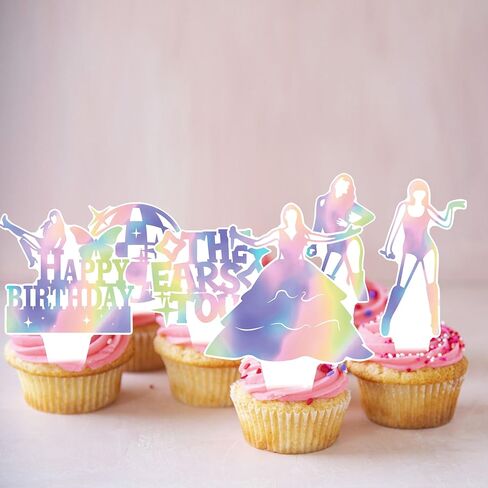 48pcs Music Singer Party Cupcake Toppers Singer Birthday Party Decoration Pop Singer Cupcake Toppers for Popular Music Singer Birthday Baby Shower Supplies in Saudi Arabia