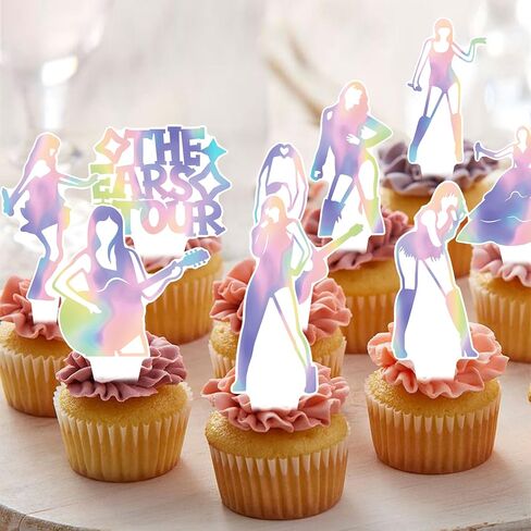 48pcs Music Singer Party Cupcake Toppers Singer Birthday Party Decoration Pop Singer Cupcake Toppers for Popular Music Singer Birthday Baby Shower Supplies in Saudi Arabia